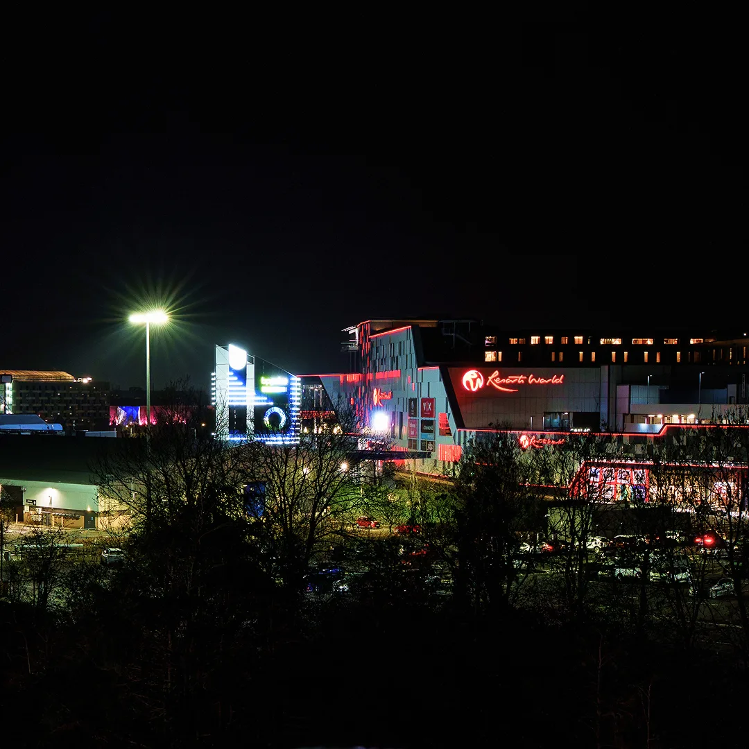 A view of the nearby Resorts World from The Arden Hotel. 