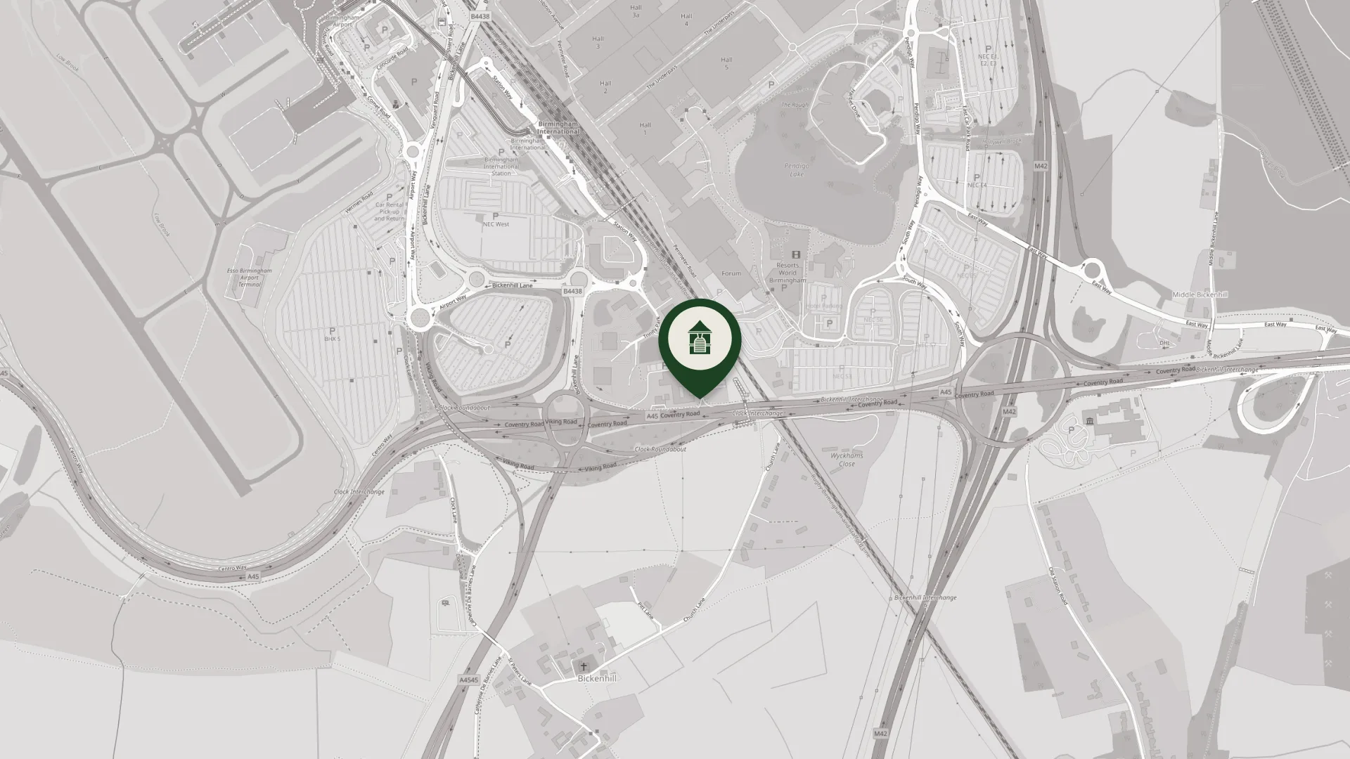 A pin dropped on a map to symbolise the location of The Arden Hotel. 
